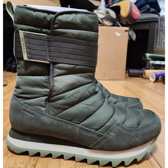 Merrell Women's Sz 8.5 Alpine Tall Strap Waterproof Boots Green Monument J003600 - Picture 1 of 9
